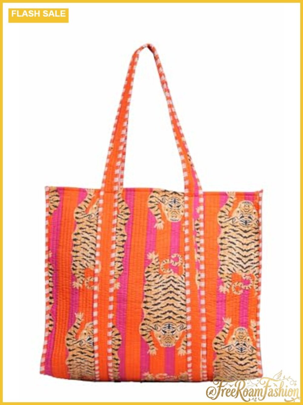 100% Cotton Quilted Tote Bag Reversible Shoulder Bag Shopping Travel